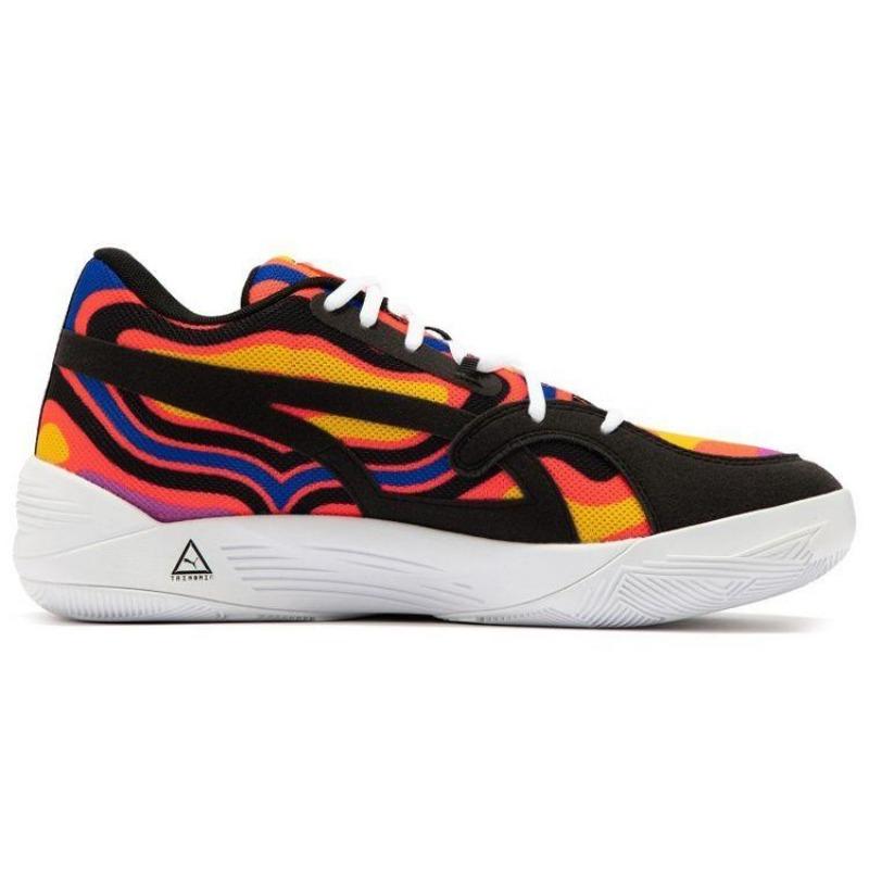 Puma Trc Blaze Court Lava Men Round Toe Cushioned Anti-slip Wear-resistant Support Low Top Basketball Shoes Coral Red 377396-01