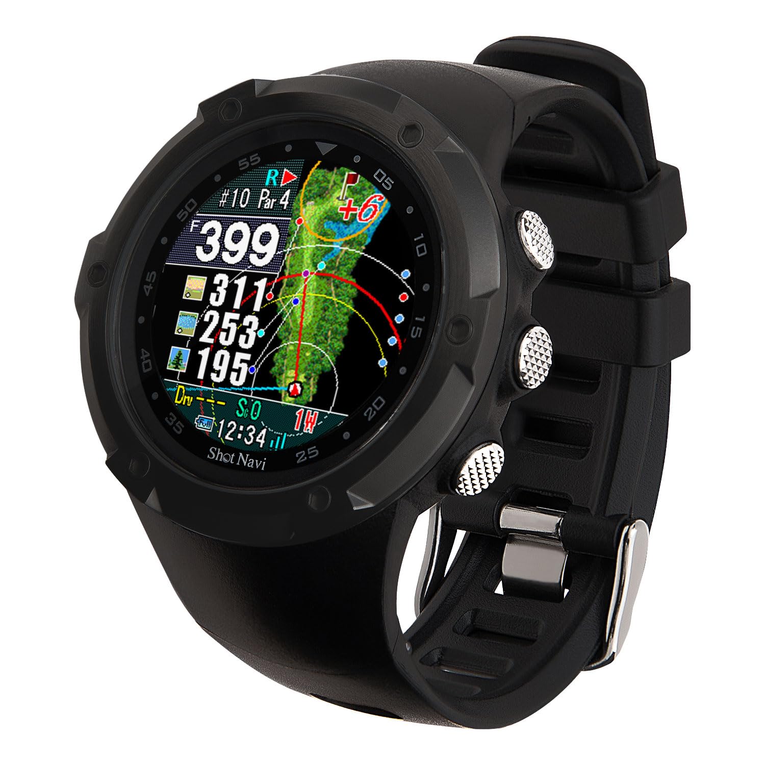 

Shot Navi W1 Evolve x Black x GPS Golf Navigation System with Golf Elevation Fairway Green and Compatible with Overseas Courses (Black Silver)