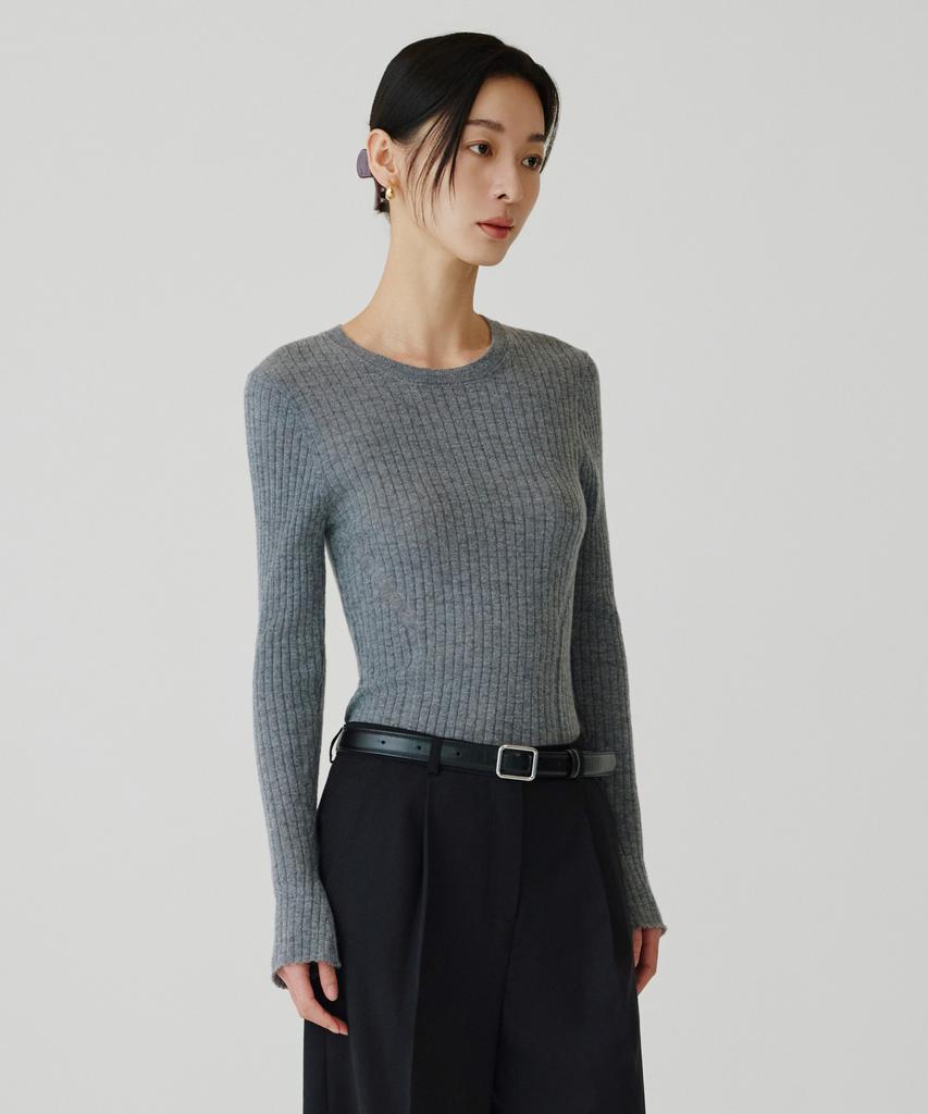 Siyajyu Sikn2177 Hairy Ribbed Knit_Melange Gray