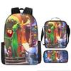 Green Hair Monster Grinch School Bag Campus 12345th and 6th Grade Backpack Lightweight Weight Loss Computer Bag Three-piece Set