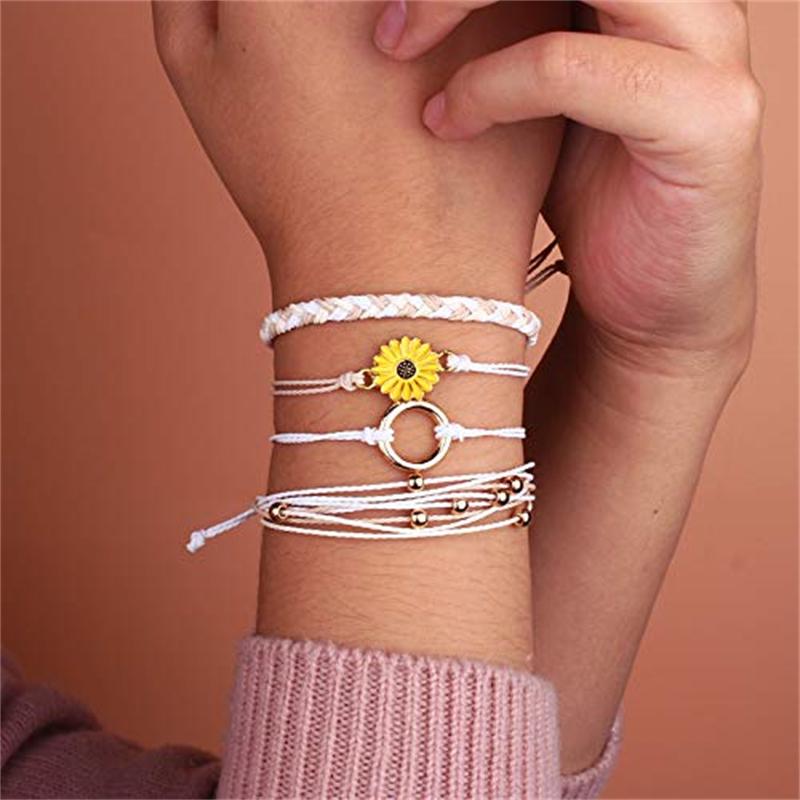 Pulseira da amizade Pulseira de corda trançada Pulseira de casal ajustável Conjunto de joias para festa Presentes
