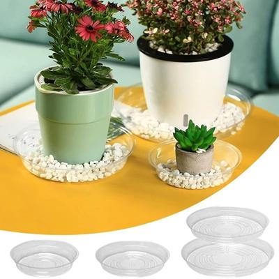 5pcs 6/8/10/12 Inch Plastic Flower Pot Tray Transparent Plant Base Planter Mat  Garden