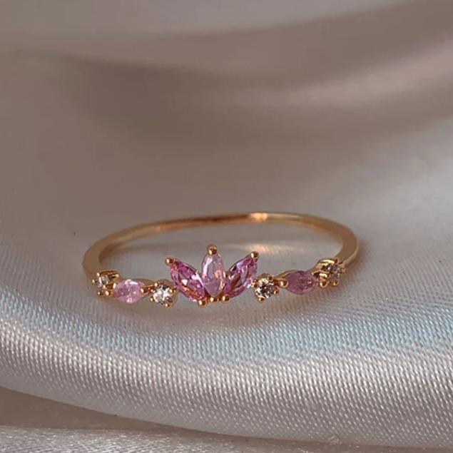 New Cute Colorful Zircon Flower Ring For Women Girl Fashion Vintage Zircon Adjustable Rings Jewelry Gift