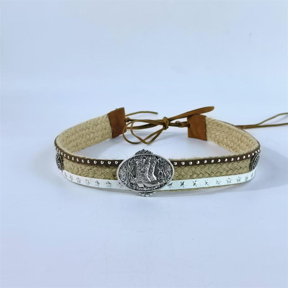 Enthic Hat Accessories Leather Belt For Hat Band Cowboy Hat Decoration Rivet Belt Straw Hat Band Bohemia Hat Accessory