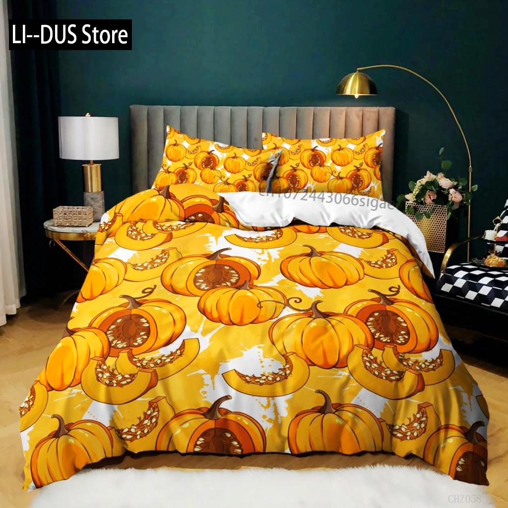

Comforter Pumpkin Pumpkin Harvesting Holiday Halloween Thanksgiving Theme Bedding Set Microfiber Queen Size Comforter (quilt)-EU Single(135*200cm)3pcs