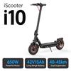 iScooter I10 Electric Scooter Power 650W Battery 42V/15AH Range 40-45km 10-inch Pneumatic Road Tires Foldable APP Control