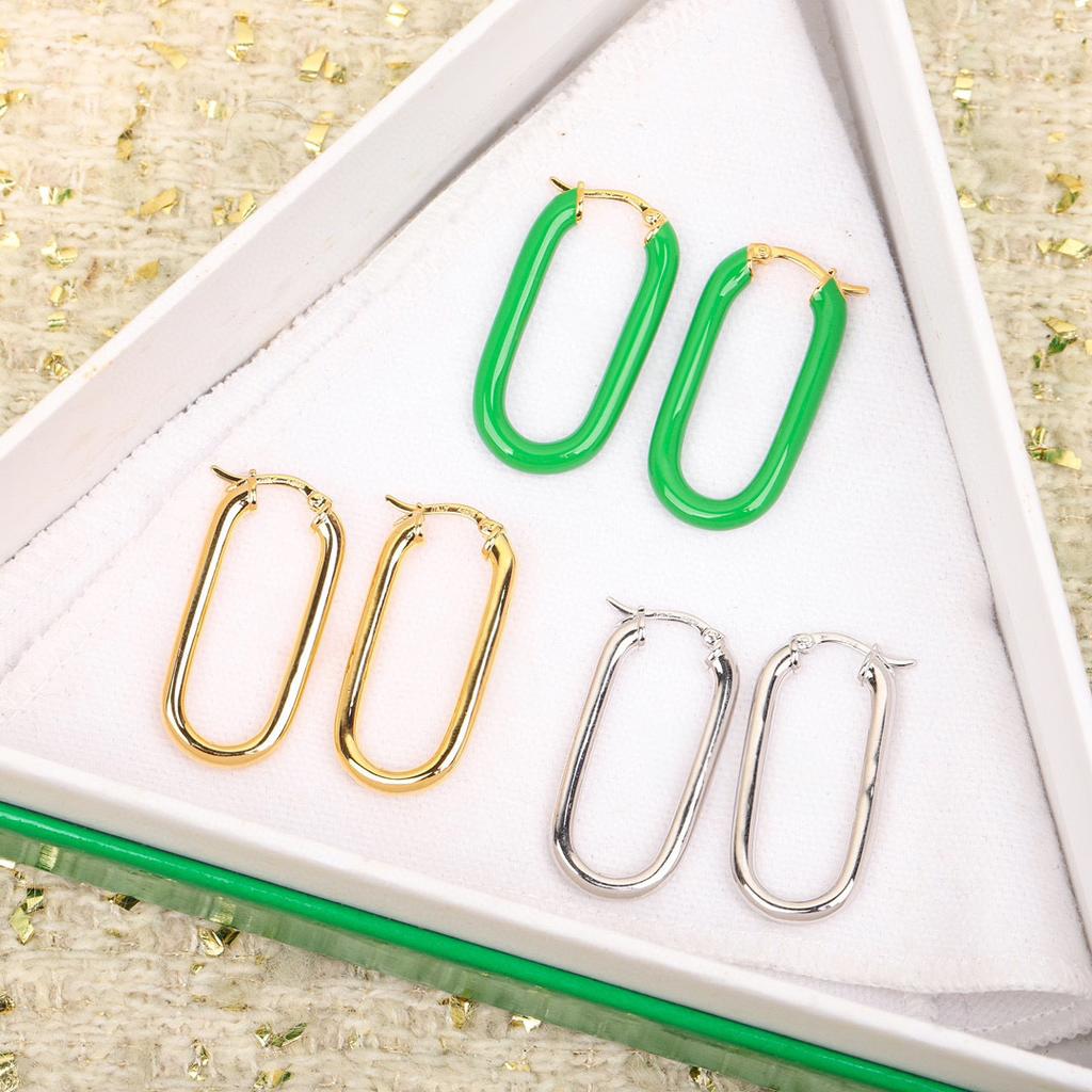New In Hot Brand Vintage Earring for Women Luxury Jewelry Designer Eardrop Copper Fashion Simple Green Lady Party Big Earrings