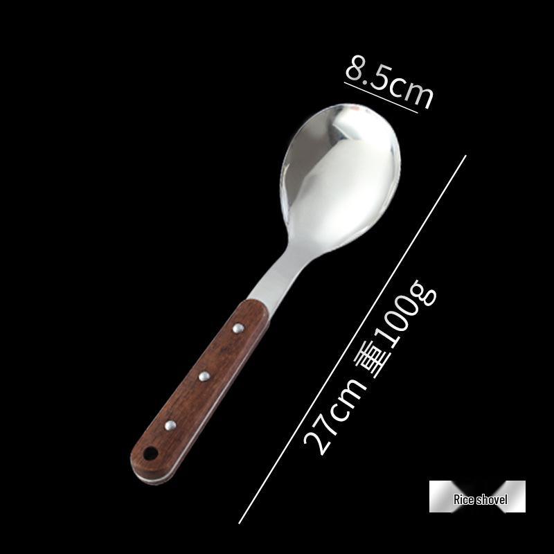 

304 Stainless Steel Kitchen Utensil Set: Wooden Handle Spatula, Stir-Fry Shovel, Soup Spoon, Anti-Scald, Hangable, 5 Pieces 201 Stainless Steel