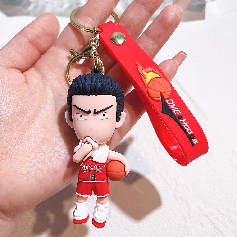 Kawaii Japan Anime Slam Dunk Sakuragi Hanamichi Keychains PVC Cartoon Figure Model Pendant Keyrings Figure Key Toys Gifts