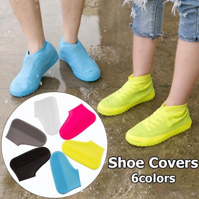 1Pair Reusable Waterproof Rain Shoes Covers Slip-resistant Rubber Rain Boot Overshoes Outdoor Walking Shoes Accessories