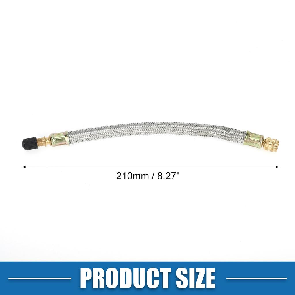 A ABSOPRO Tire Valve Stem Air Inflation Adapter Durable 210mm Long Tire Valve Extension Pure Copper Stainless Steel Silver Tone