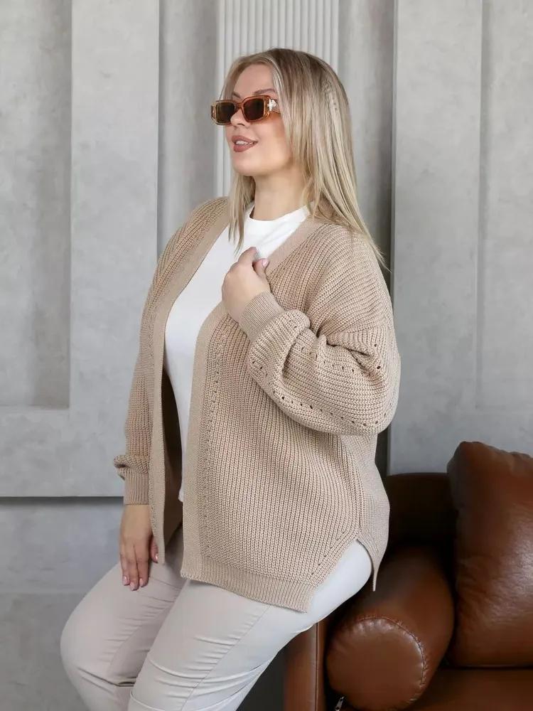 

Cardigan Long Oversized Cardigan, Large Size S бежевий
