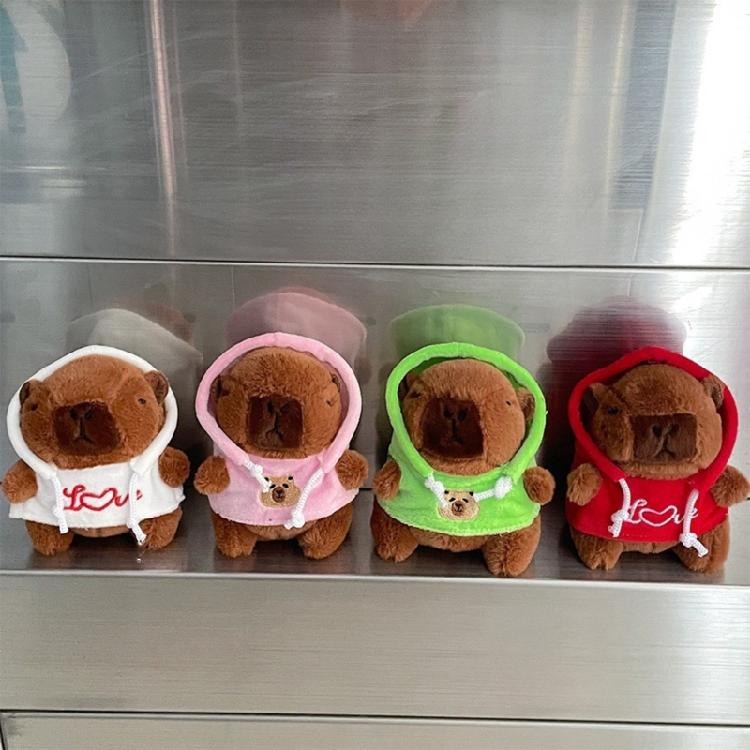 Lovely Hangings Decorations Sweet Plush Hoodies Capybara Keychain Pendant Keyring Decoration Bag Hangings Ornament