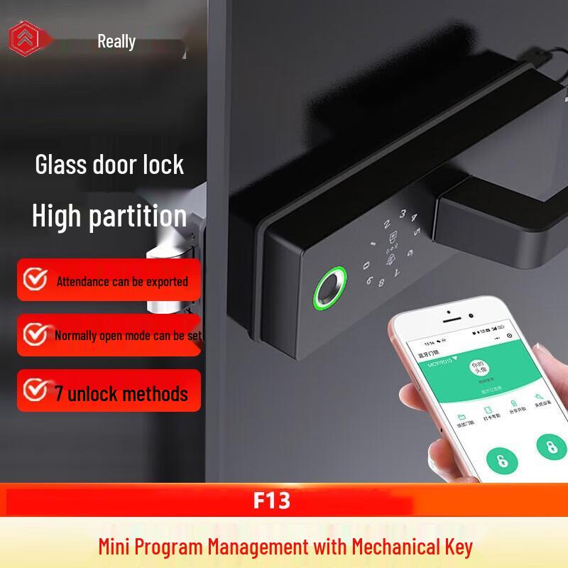 Realand F13 Smart Fingerprint Access Control Lock for Glass Doors
