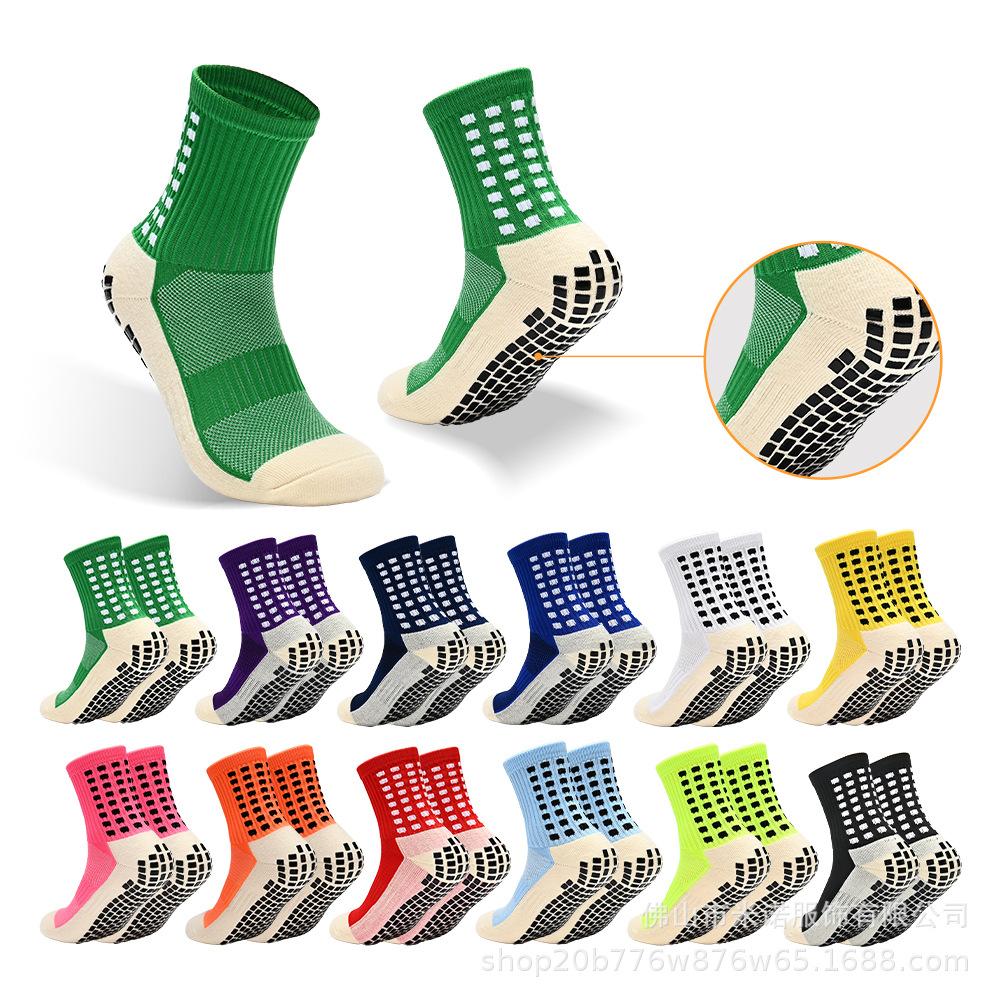 Professional Non-Slip Mid-Calf Football Socks: Silicone Grip, Breathable, Sweat-Absorbent for Men's Sports Training and Competition.