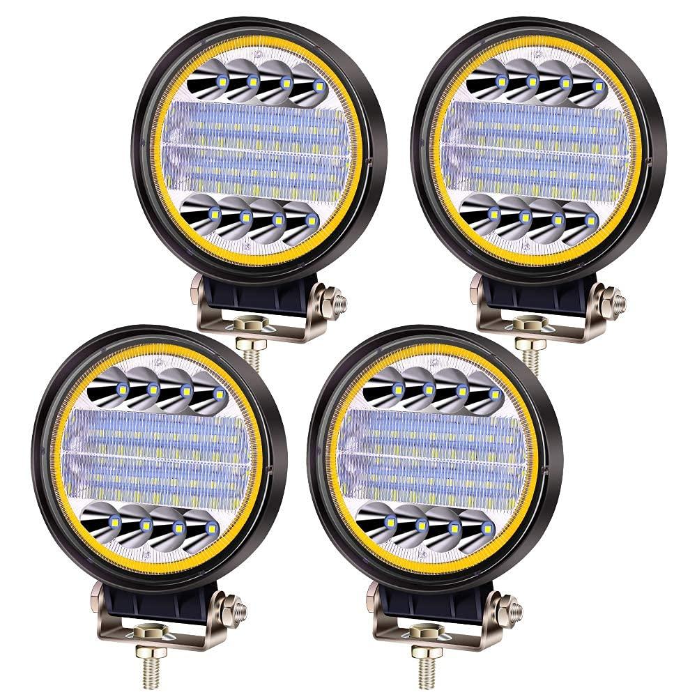 Aoling LED Work Light, 24V with Yellow Squid Ring, Work Light, Combo Beam, 11.3CM