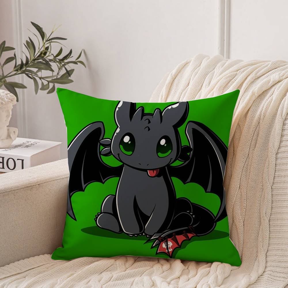 Housse de coussin anime Dragon T-Toothless Décoration d'intérieur Jeté pour canapé, lit, voiture Décoration de chambre Idée cadeau