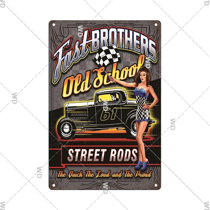 Retro Pin Up Girl American Style Tin Sign Metal Vintage Plaque Wall Signs Metal Poster Plate Garage Bedroom Man Cave Gift Decor