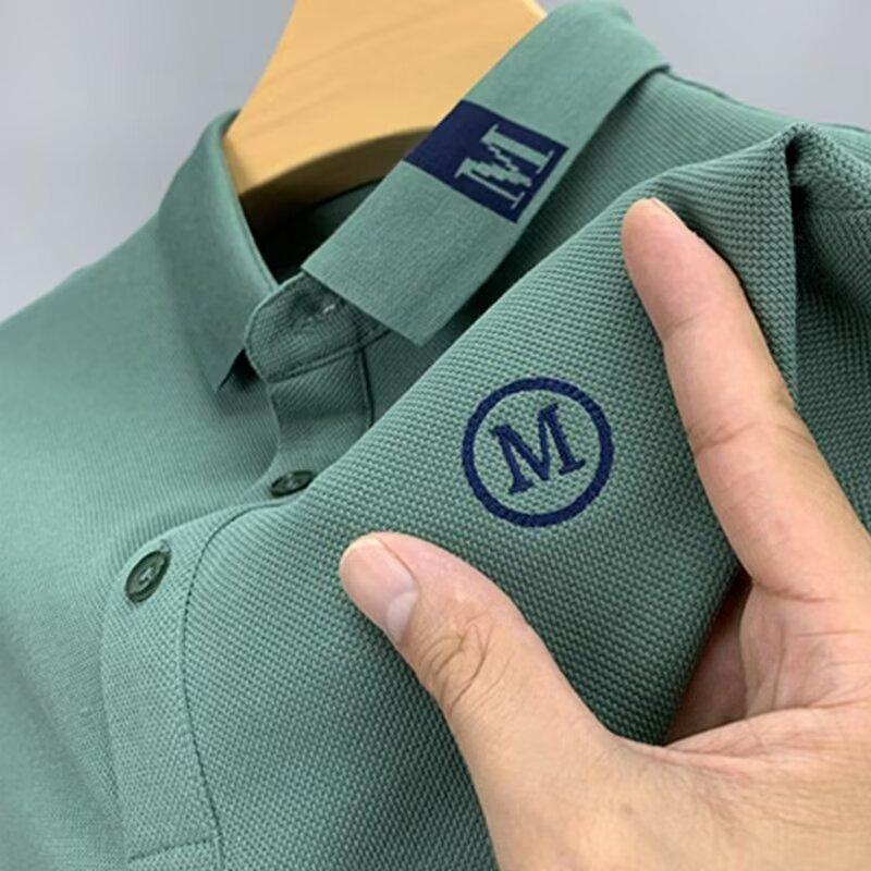 

Short Sleeve Polo Shirt Men S Hong Kong Style Trend High Sense Ruffian Handsome T-Shirt Loose Lapel Half Sleeve Top Thin 5XL зелёный