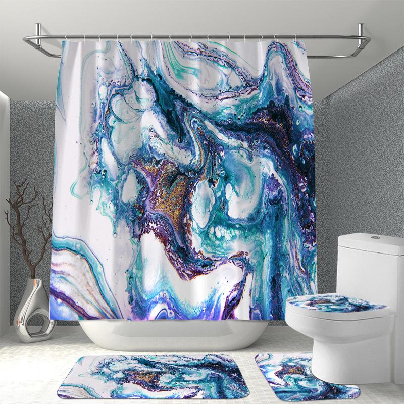 

Минималистичный-Роскошный Розово-Фиолетовый Коврик для Ванной с Золотыми Блестками + Абстрактный Водонепроницаемый Занавес для Душа с Принтом 4 Предмета | Декоративный Дизайн с Принтом 3PCS Bath mat