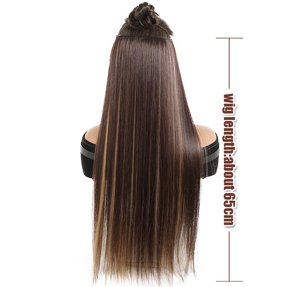 One-piece Straight Hair Extension Synthetic Wig Female Elastic Fishing Line Style Natural Seamless Smooth Hair Extension Wig