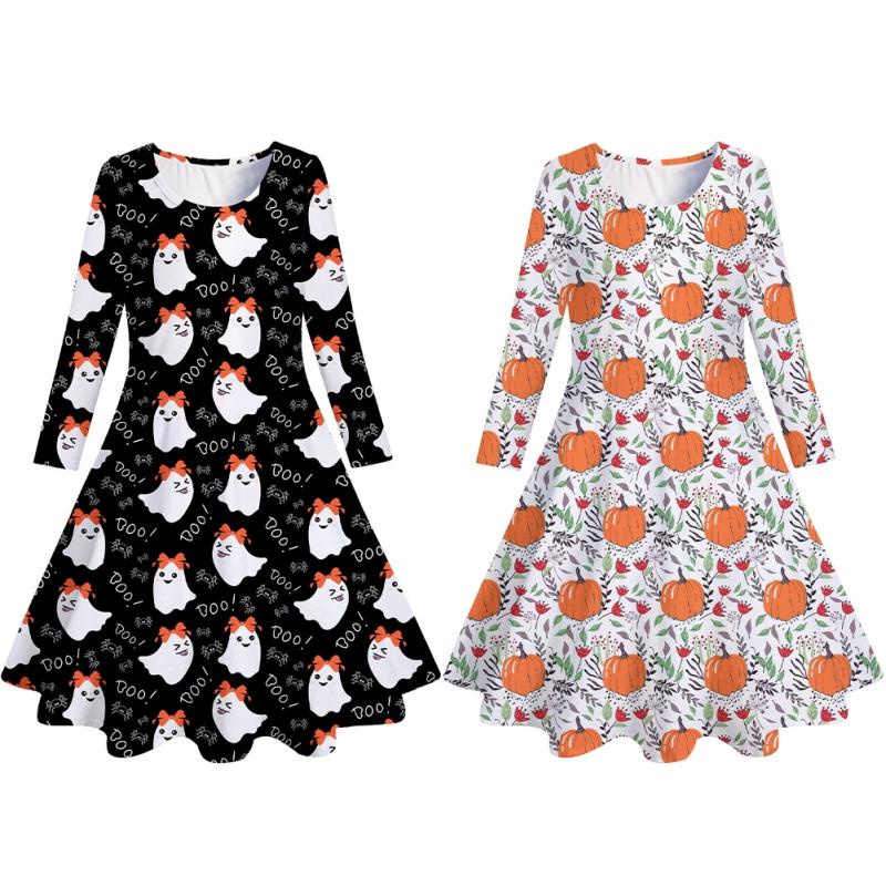 4-12 Jahre Kinder Mädchen Winter Langarm Kleid Halloween Kleid
