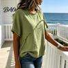 Soft Touch Women Tee T-shirt, Crew Neck Short Sleeve Shirt, Pure Color Fabric Summer Loose Fit Tops, Casual Tees T-shirt