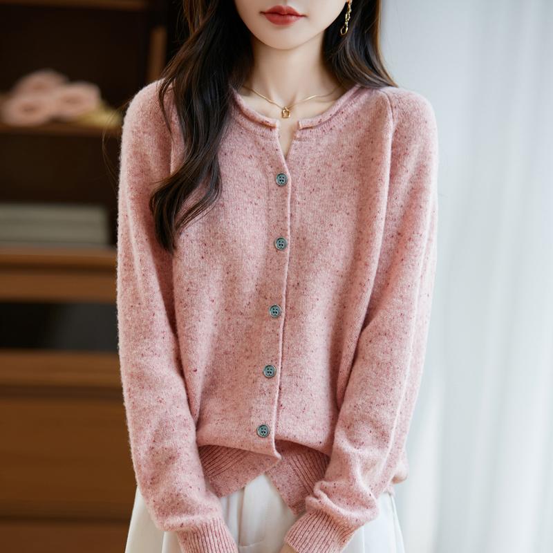 QingHe Cashmere Women's 30% Cashmere Cardigan - Soft & Warm Wool Blend Sweater