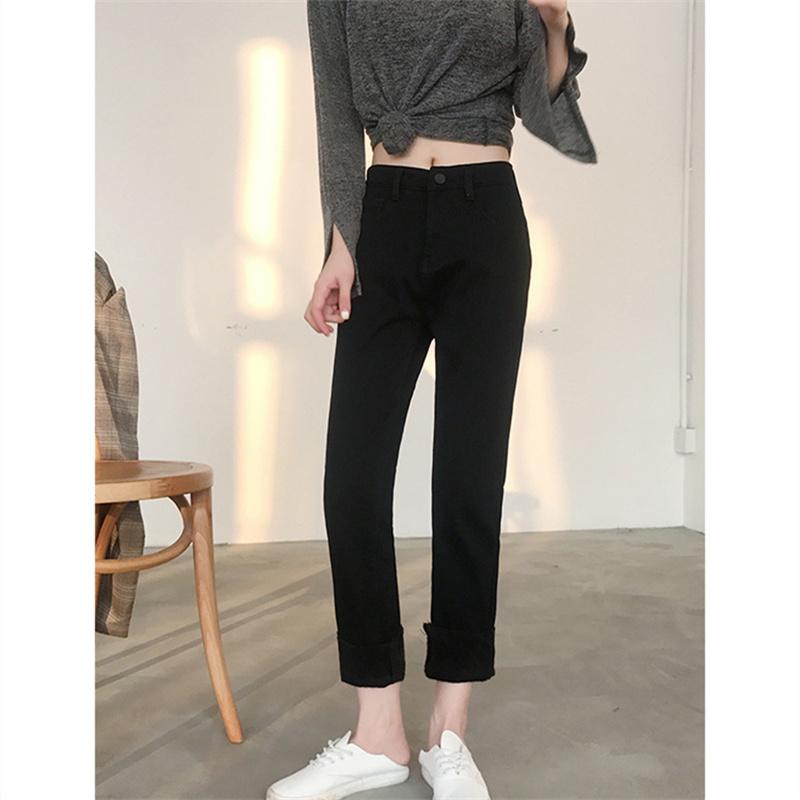 2022 Autumn Winter Jeans Korean stytle Women High Waist Jean Retro Design Slim Flare Denim Trousers Elegant Harajuku All-match