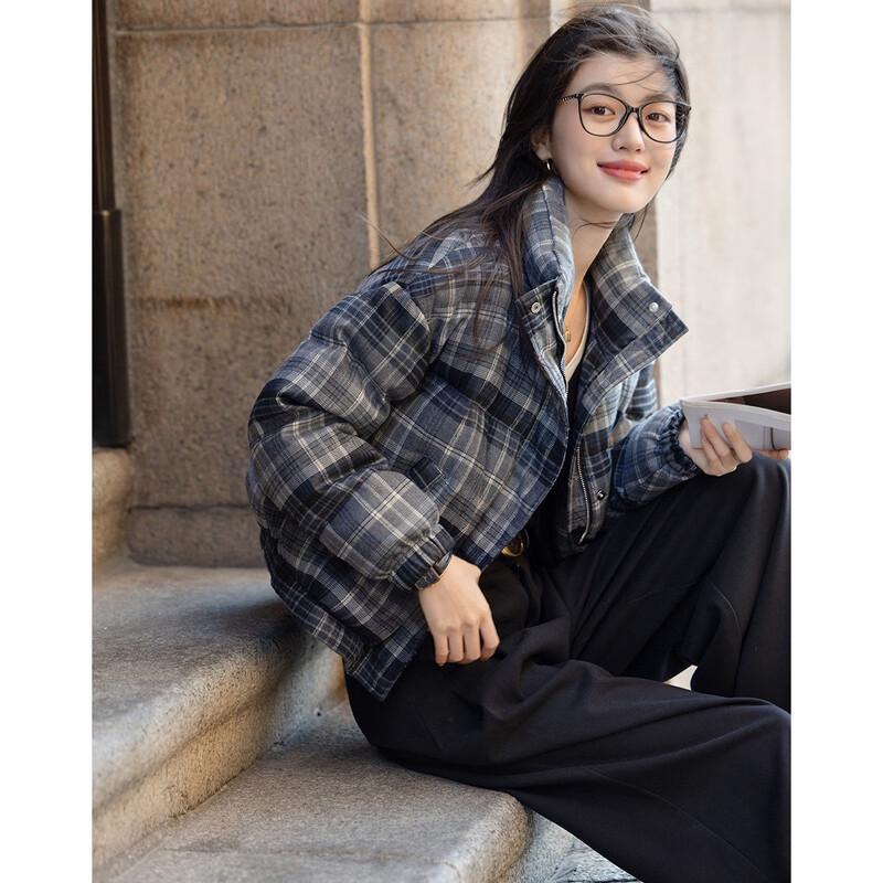 Demana Damen Retro Kontrast Karom Daunen Pufferjacke