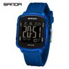 Sanda Dual Time Waterproof Transparent Sports Wristwatch with Colorful Single Display and Student Timer Function