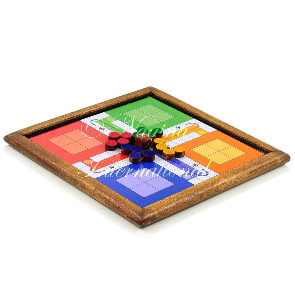 Wooden Handmade 2 In 1 Ludo Magnetic Snakes And Ladders Travel Board Fun Game - Adult