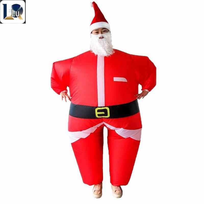 Inflatable Christmas Reindeer Riding Dinosaur Costume - Funny Holiday Party Santa Claus Hug