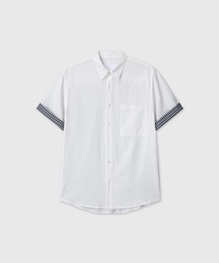 Daibeuin Roll-Up Half Check Shirts (White)