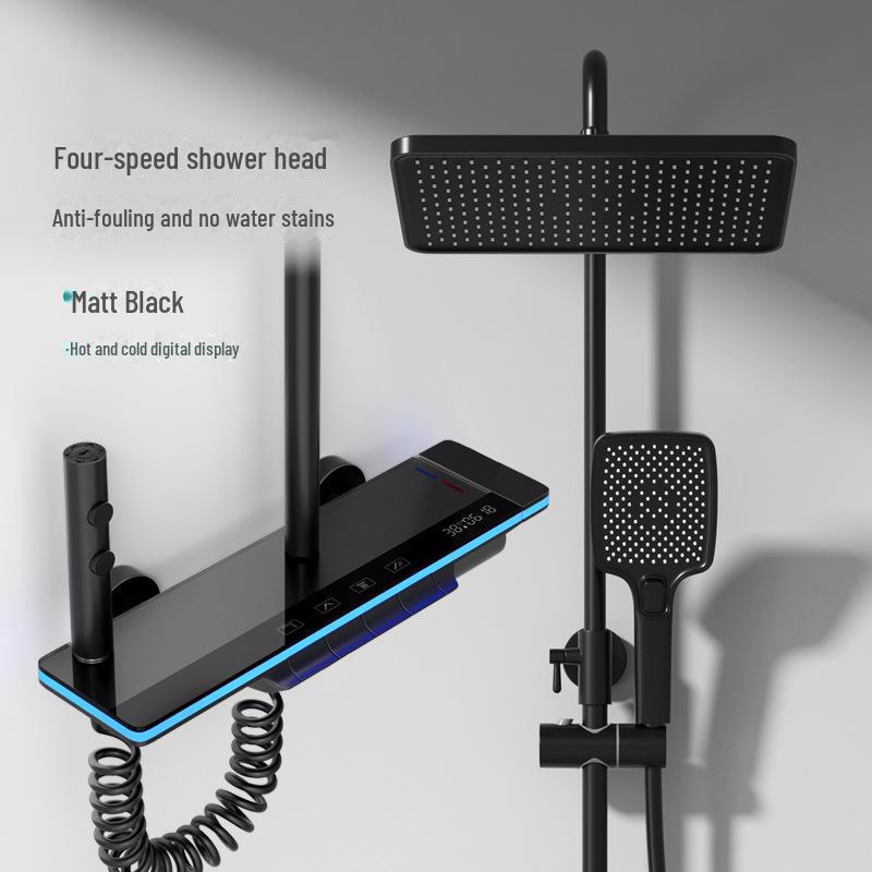 

Душевая кабина Smart Shower Set цвета Gun Gray, полностью медная, с цифровым дисплеем и светодиодной подсветкой