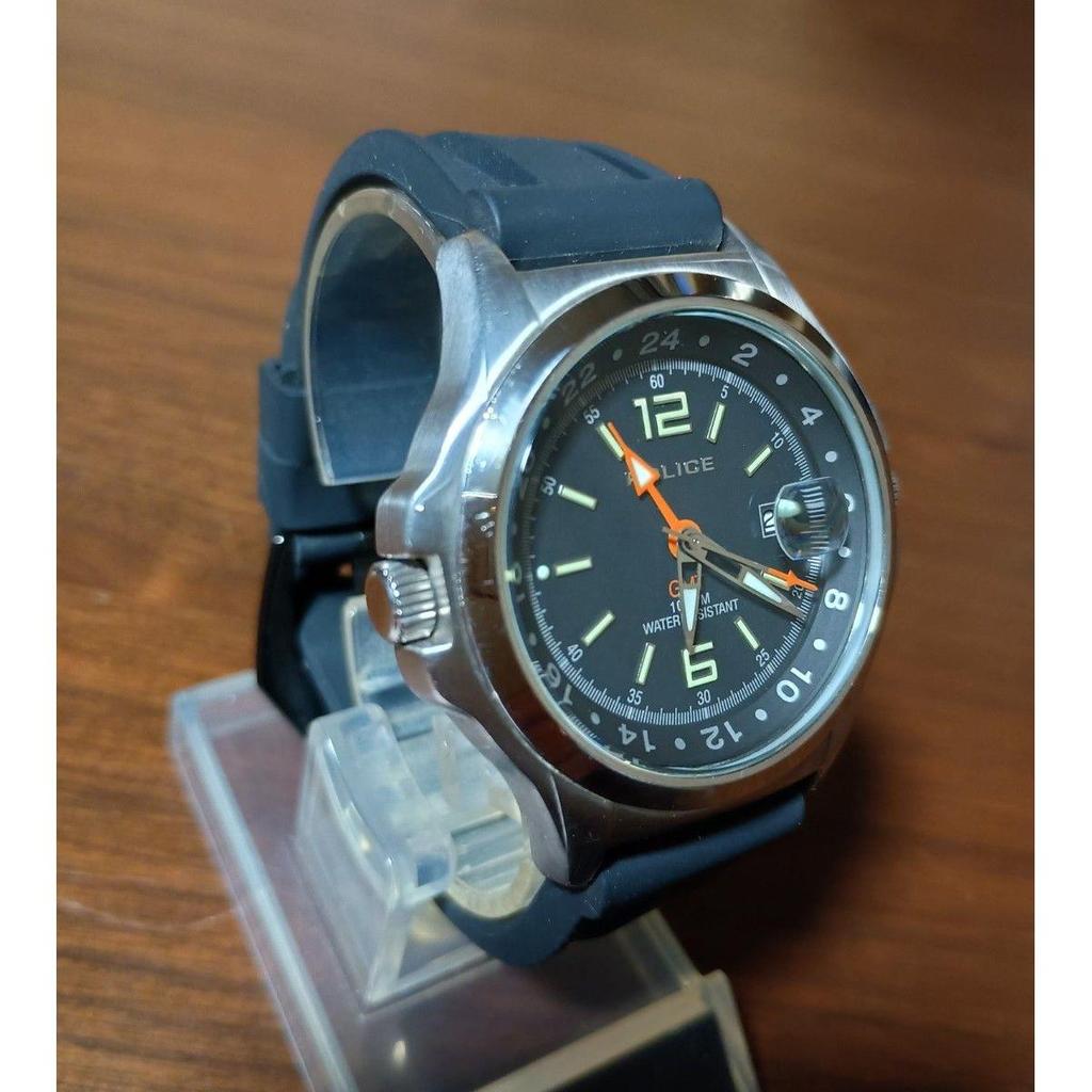 Used POLICE Police GMT watch working used quartz rare