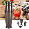 5Pcs/Set Black Stainless Steel Boston Cocktail Shaker Measuring Cup Strainer Mixing Spoon Set