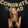 Congrats Grad Banner Gold Glitter Pre-Strung Congrats Grad Sign - 8ft -No DIY - Graduation Party Decorations for Class of 2025 Graduation Decorations
