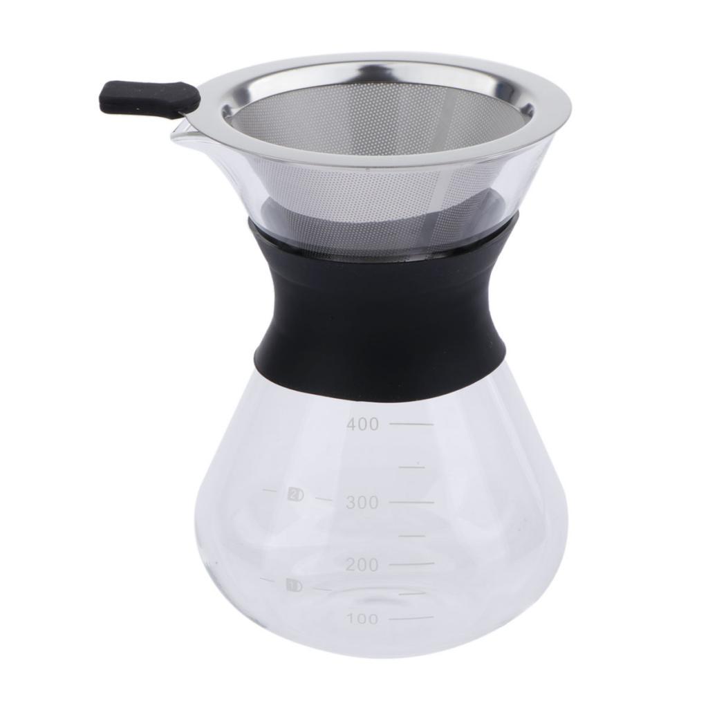 Coffee Maker, 7oz Glass Carafe and Reusable Stainless Steel Permanent Filter Manual Dripper