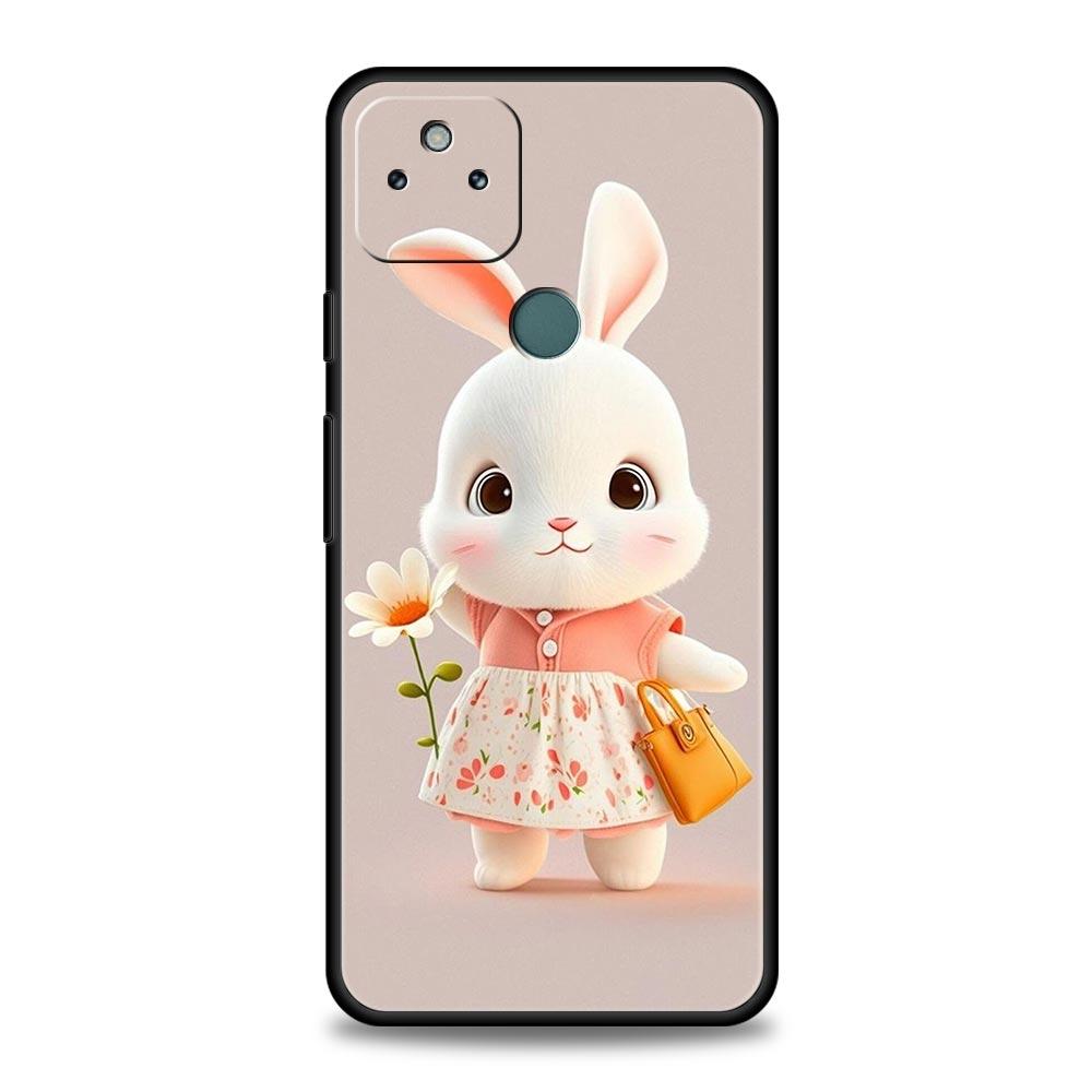 

Phone Case Cover for Google Pixel 10 9 8 7 6 7A 6A Pro Shockproof Soft TPU 10 9 Pro XL Shell Bag A Cute Rabbit With A Purple Hat Pixel 6