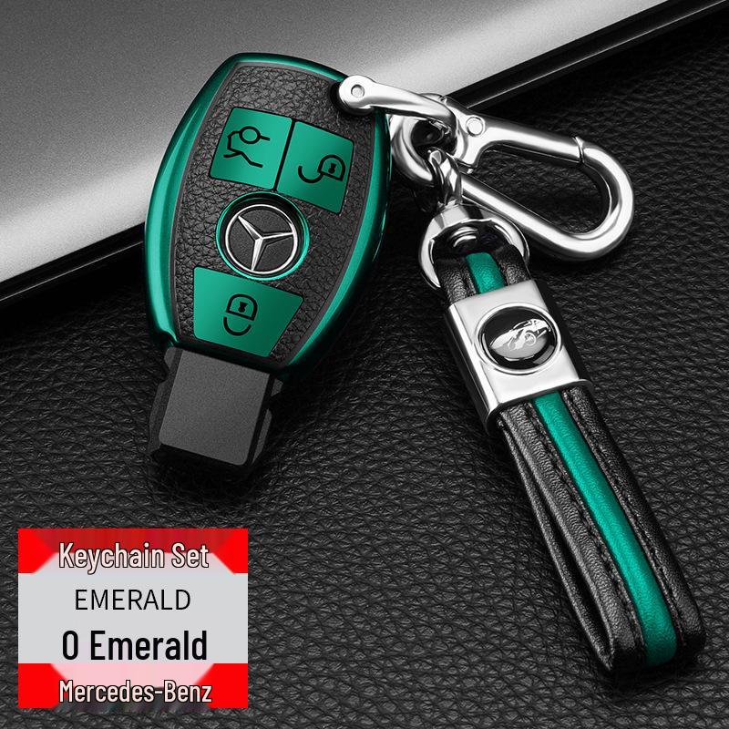 Mercedes-Benz Car Key Shell TPU Cover for CLA200, GLC260, C260L, GLA, C300 - Electroplated with Buckle (Female Design)