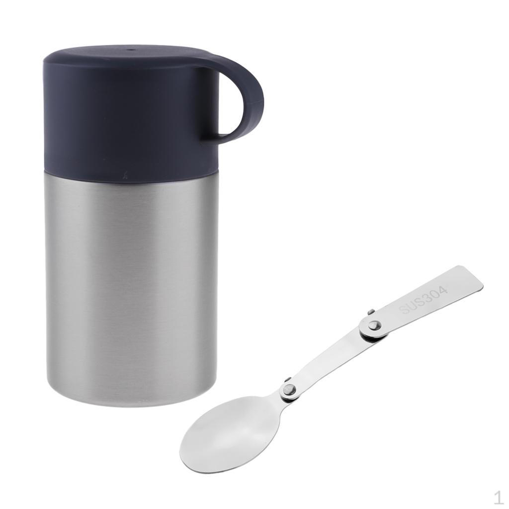 

Jar Vacuum Insulated with Folding Spoon, Stainless , and Durable чорний