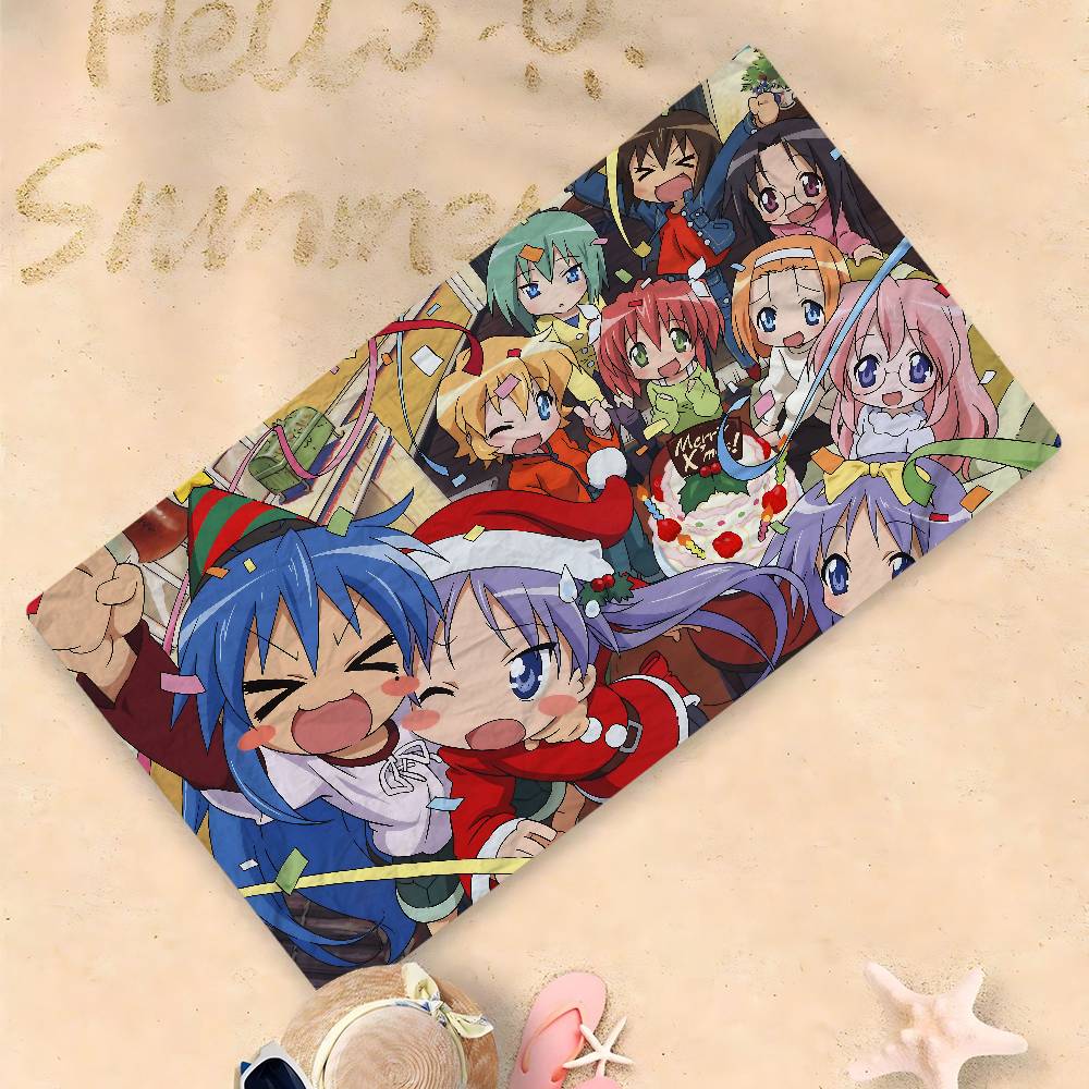 Anime Lucky Star Strandtuch Bunte Badetücher für Mädchen Mikrofaser Schnelltrocknend Individuell Sandfrei Strand Yoga Spa Fitnessstudio Pool
