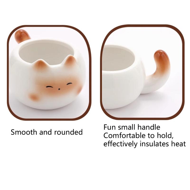 Durable Cats Shape Teas Cup Fashion Cats Shape Ceramic Mug Creative Drinkwares for Individual and Gift Use