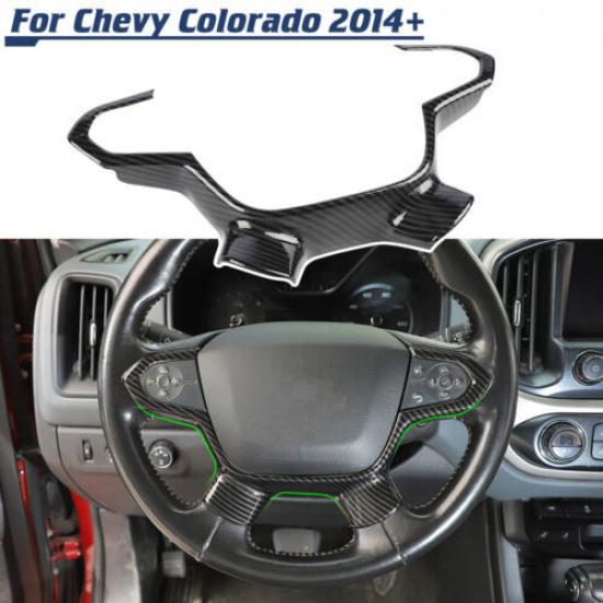 Carbon Fiber Steering Wheel Decoration Cover Trim For Chevrolet Colorado 2014+