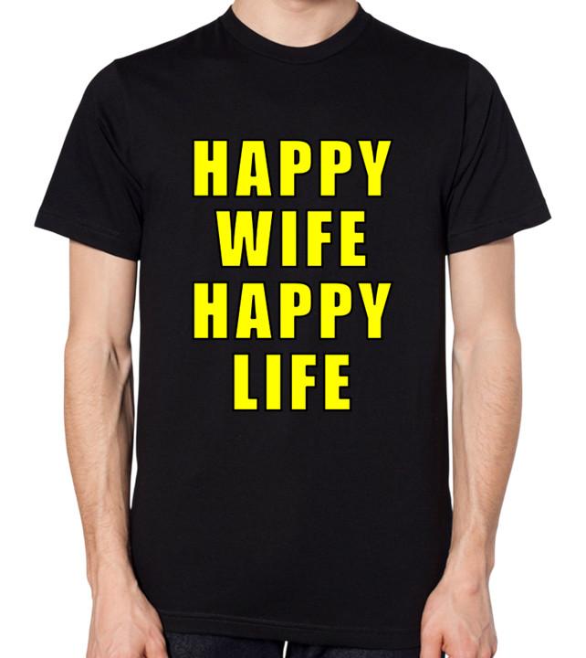 Happy Wife Happy Life T-Shirt Men Women Husband Gift Funny Unisex Top S разноцветный