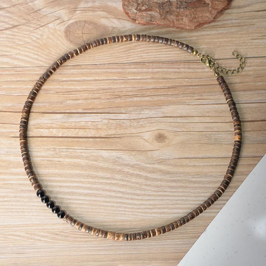 Noter Premium Selected Natural Coconut Shell Wood Necklace Men Weightless Handmade Versatile Neck Accessories Healing Jewelry