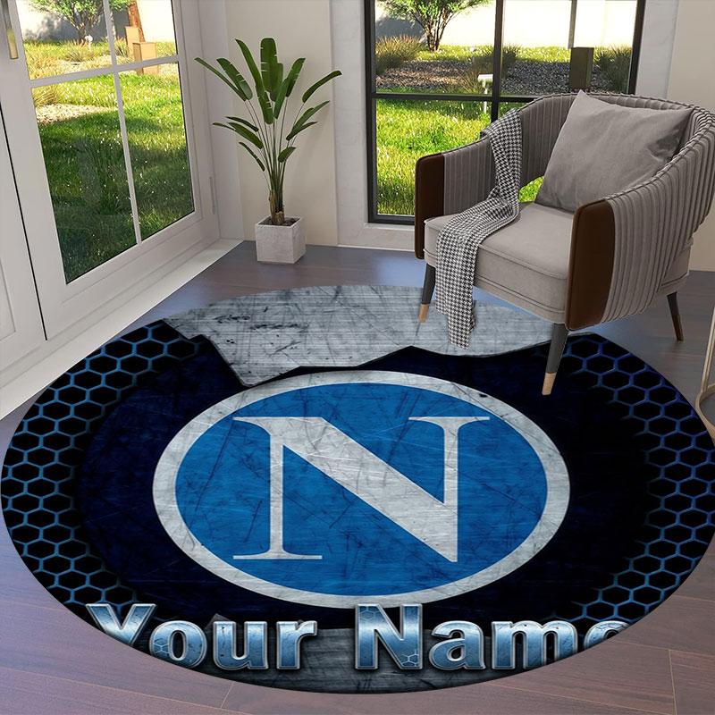 SSC Napoli Custom Name Round Area Rug,Carpet Rug for Living Room Bedroom Sofa Playroom Decor,Non-slip Floor Mat