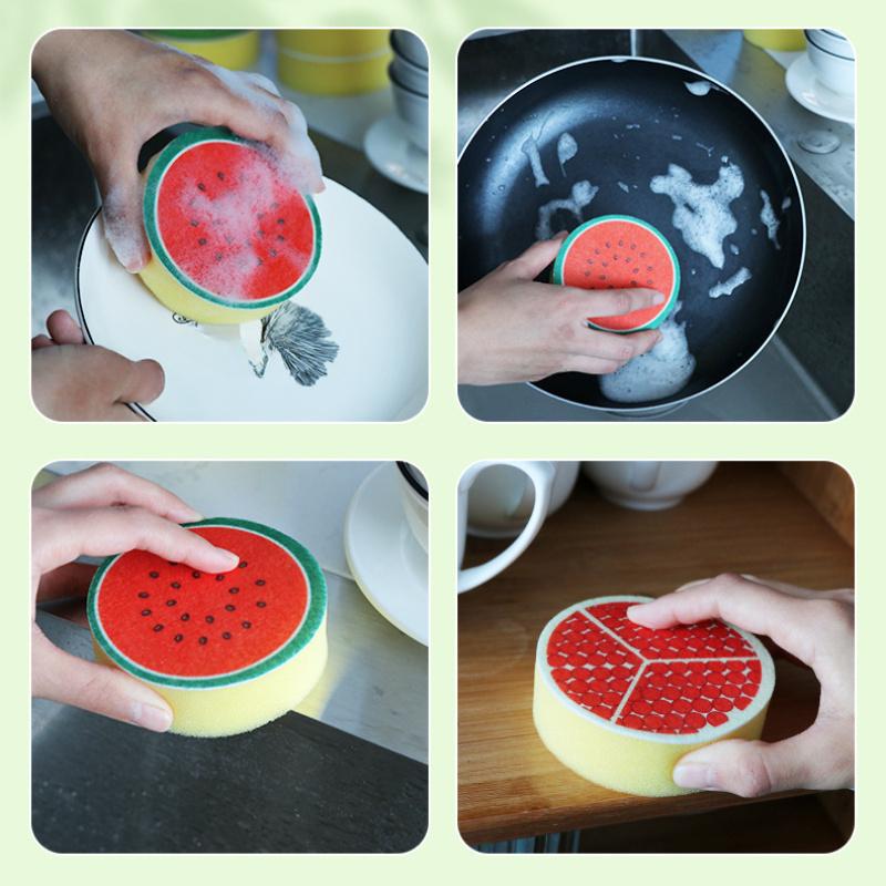 4pcs Kitchen Sponge: Orange Slice Design, Non-Woven, Reusable, Suitable for Kitchen, Bathroom, and Outdoor Cleaning