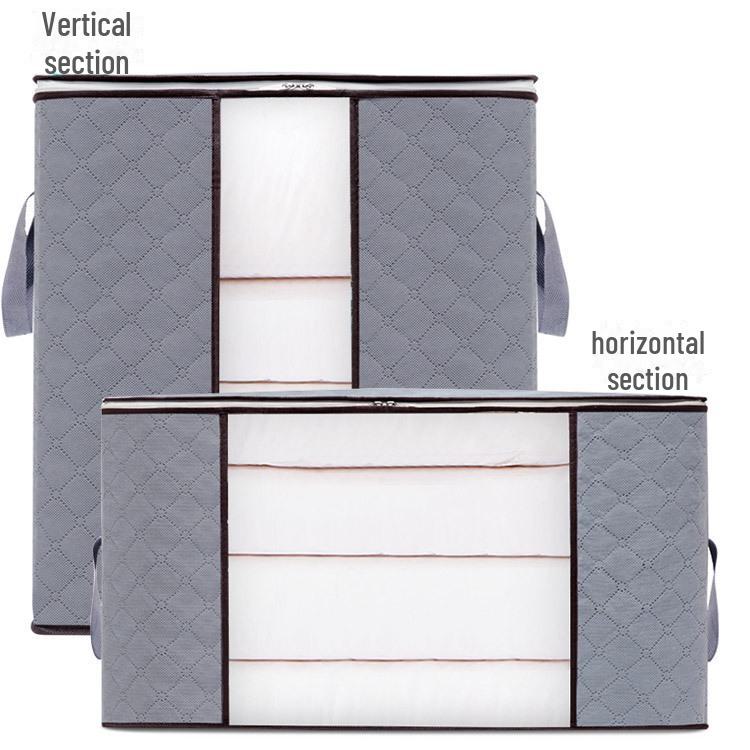 

Большая нетканая сумка для хранения одежды, одеял, багажа - сумка для переезда и упаковки Extra large horizontal version 70*50*30cm серый